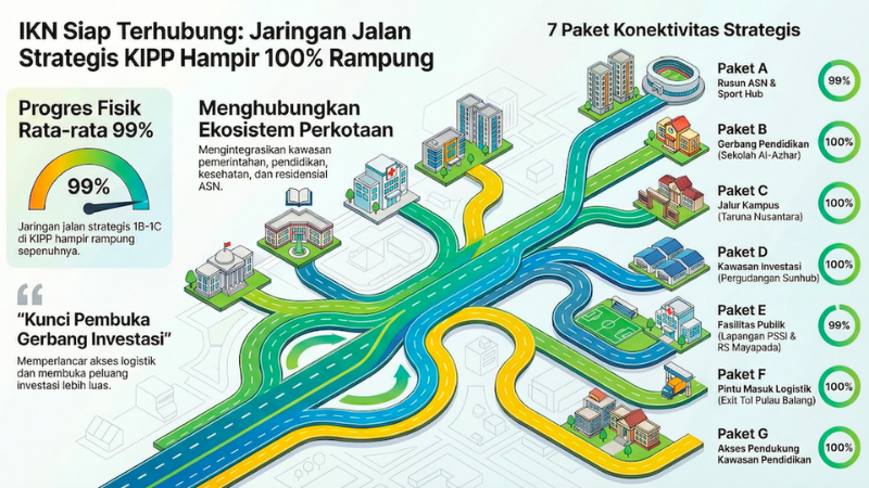 ikn tancap gas, 7 paket infrastruktur strategis hampir 100 persen